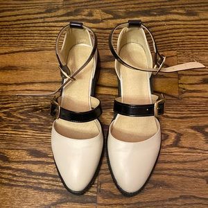 Black and Beige Sandals